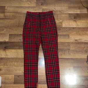 Hollister Red Plaid Pants
